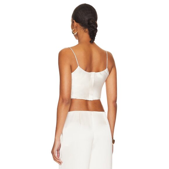 L'Academie Anor High Shine Satin Cami in Creme XLarge New Womens Tank Top - Picture 2 of 9